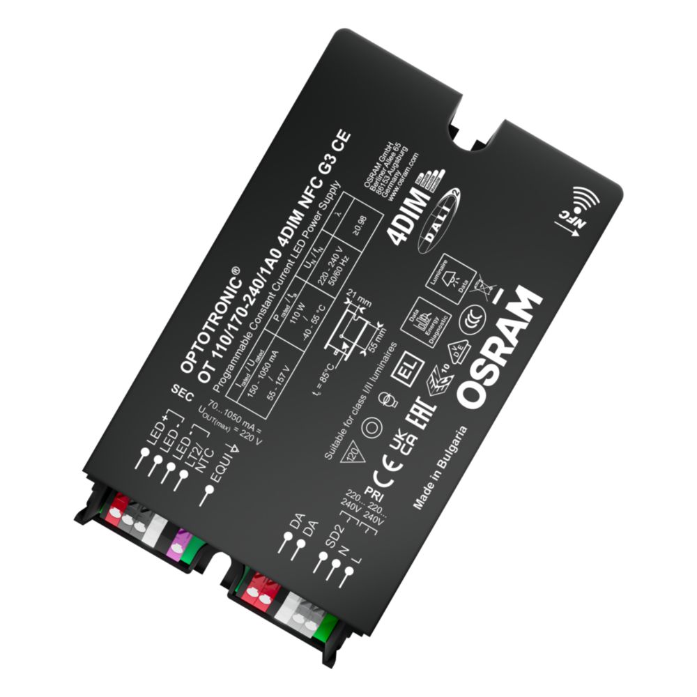 Osram Dimmable LED Driver, 55 to157V Output, 110W Output, 700mA Output, Constant Current Dimmable