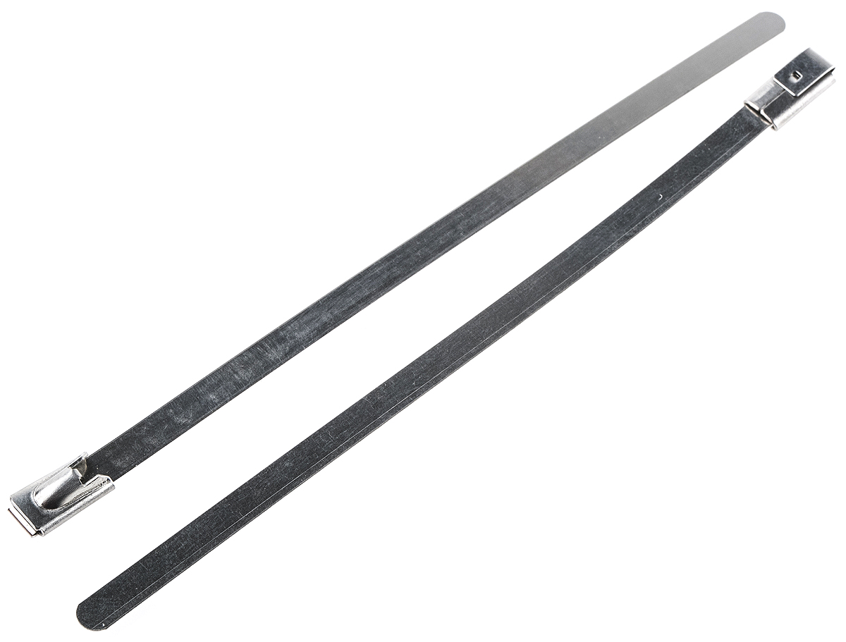 RS PRO Cable Tie, Roller Ball, 125mm x 4.6 mm, Metallic 316 Stainless Steel, Pk-100