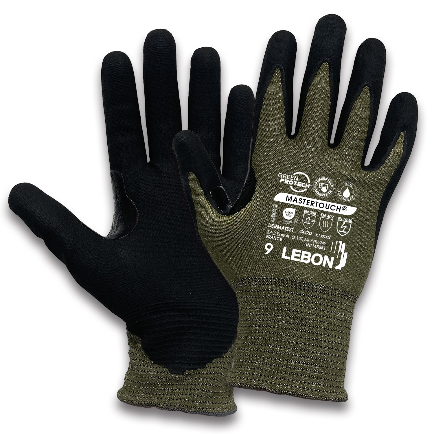 Lebon Protection MASTERTOUCH Red Elastane, High Performance Polyethylene, Polyamide Cut Resistant Gloves, Size 10, Aqua