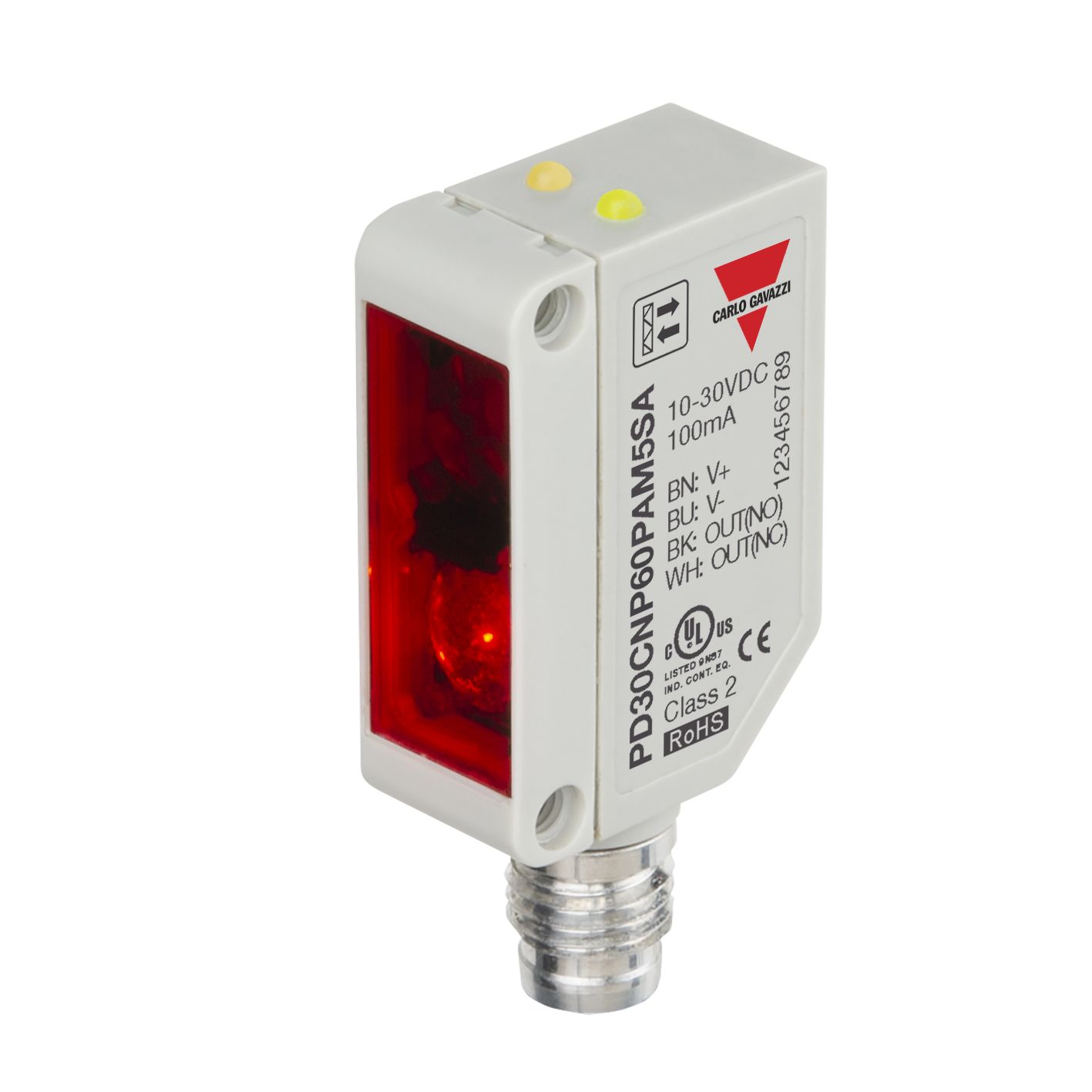 Carlo Gavazzi Diffuse-Reflective Photoelectric Sensor, Rectangular Sensor, 6 m Detection Range