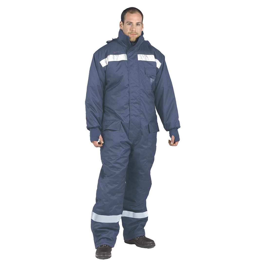 Portwest Navy Reusable Hi Vis Overalls, XL