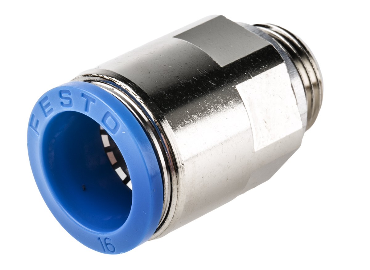 Festo QS Series Straight Threaded Adaptor, G 3/8 Male to Push In 16 mm, Threaded-to-Tube Connection Style, 186347