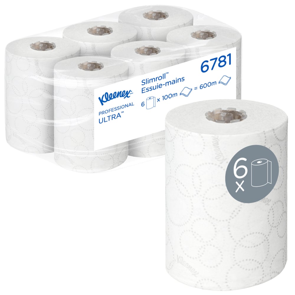 KLEENEX Kleenex Ultra Slimroll (6781) Rolled White Hand Towels, 198mm, 2-Ply, 400 Sheets