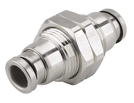 SMC KQG2 Series Bulkhead Tube-to-Tube Adaptor, Push In 1/4 in to Push In 1/4 in, Tube-to-Tube Connection Style