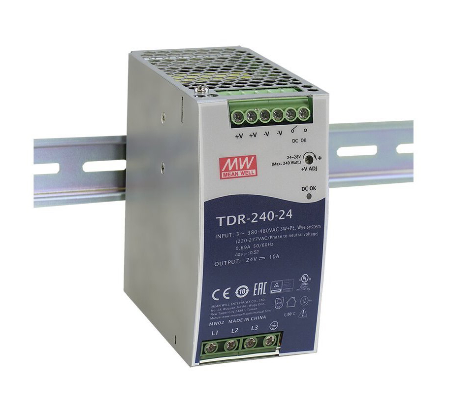 MEAN WELL TDR Switched Mode DIN Rail Power Supply, 340 → 550 V ac / 480 → 780V dc ac, dc Input, 48V dc dc