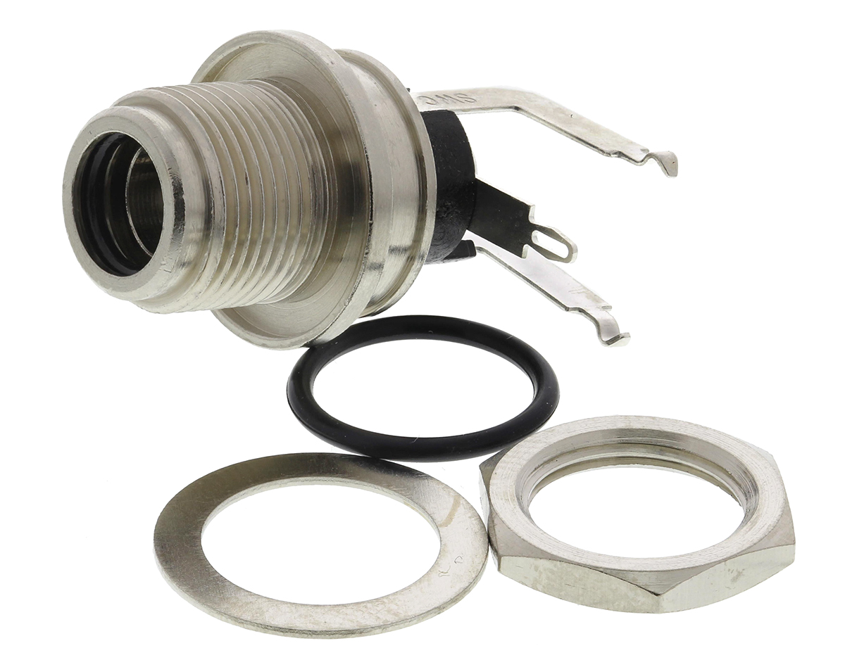 Switchcraft Right Angle DC Socket Rated At 5.0A, 30.0 V, Panel Mount, length 26.3mm, Silver, IP68