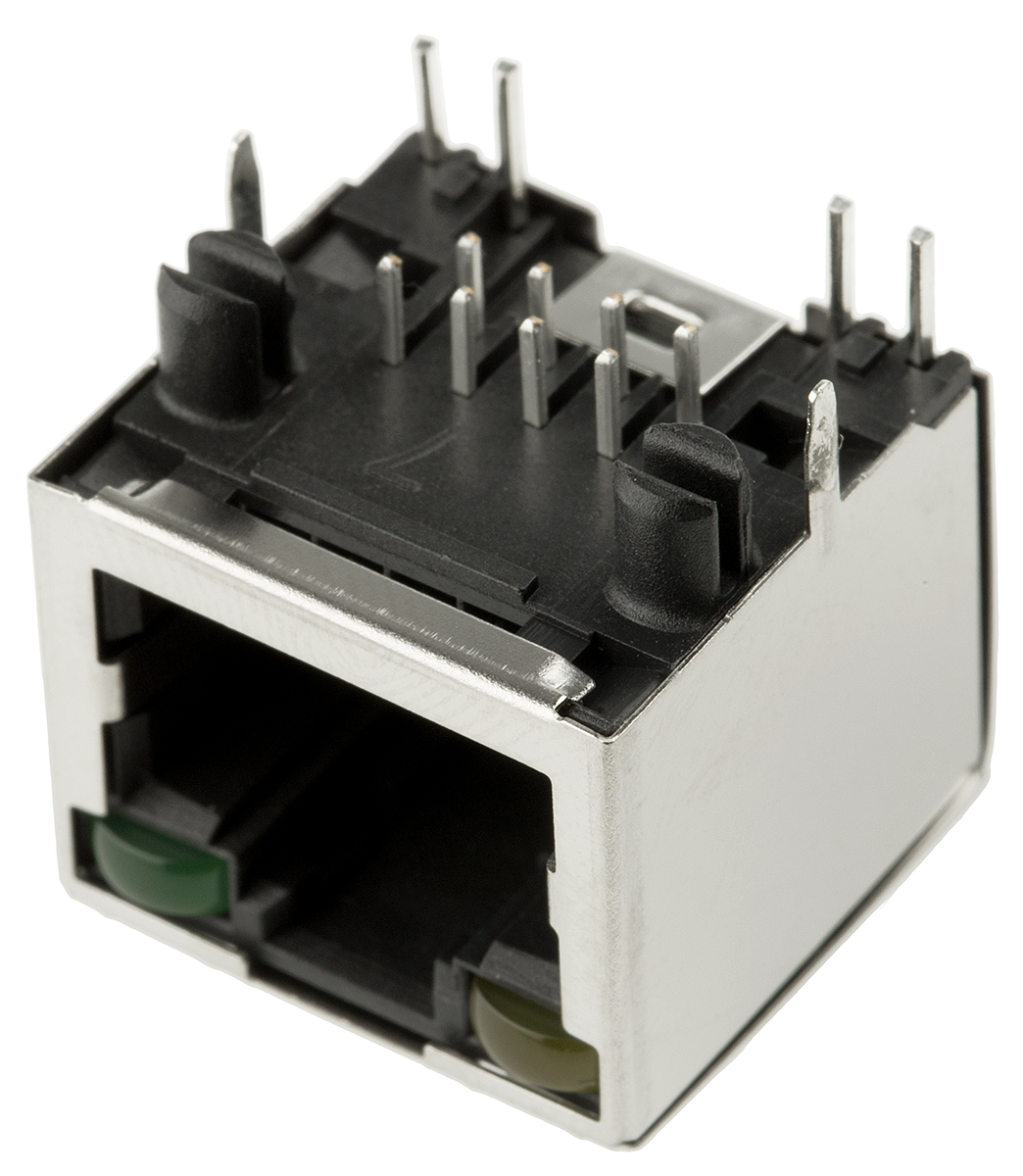 Amphenol Communications Solutions RJHS Series Female RJ45 Connector, Through Hole, Cat5e, Tin Plated Copper Alloy