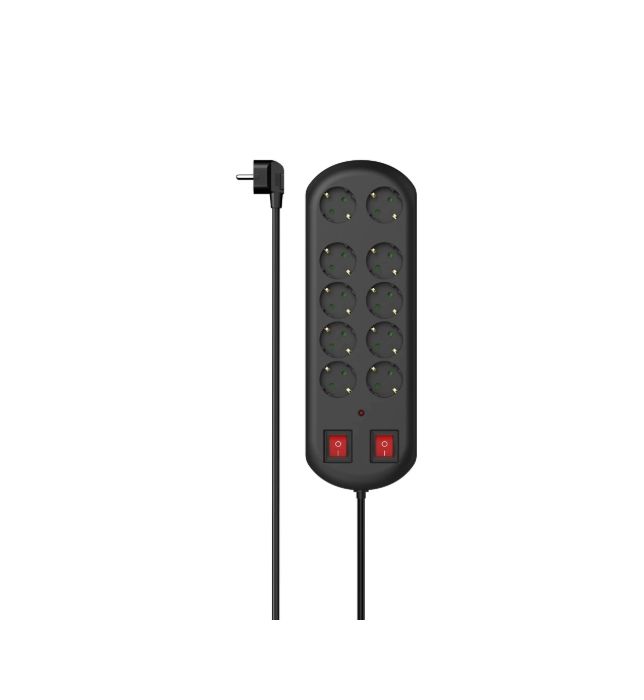 Hama 10 Gang Power Distribution Unit, 2m Cable, 16A, 250 V, Surge Protected
