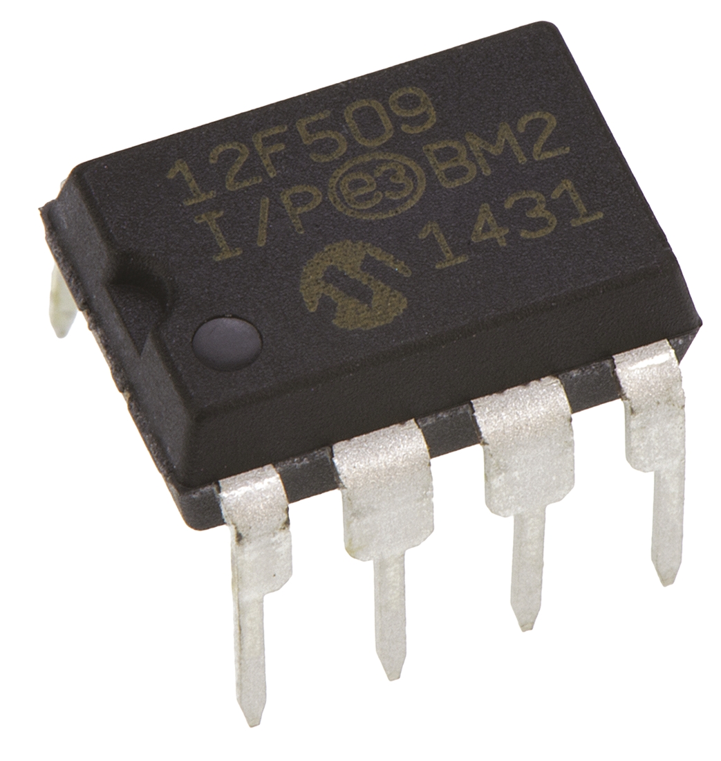 Microchip PIC12F509-I/P, 8 bit PIC, PIC12F509 Microcontroller, 20 MHz, 1.5kB FLASH, 8-Pin PDIP