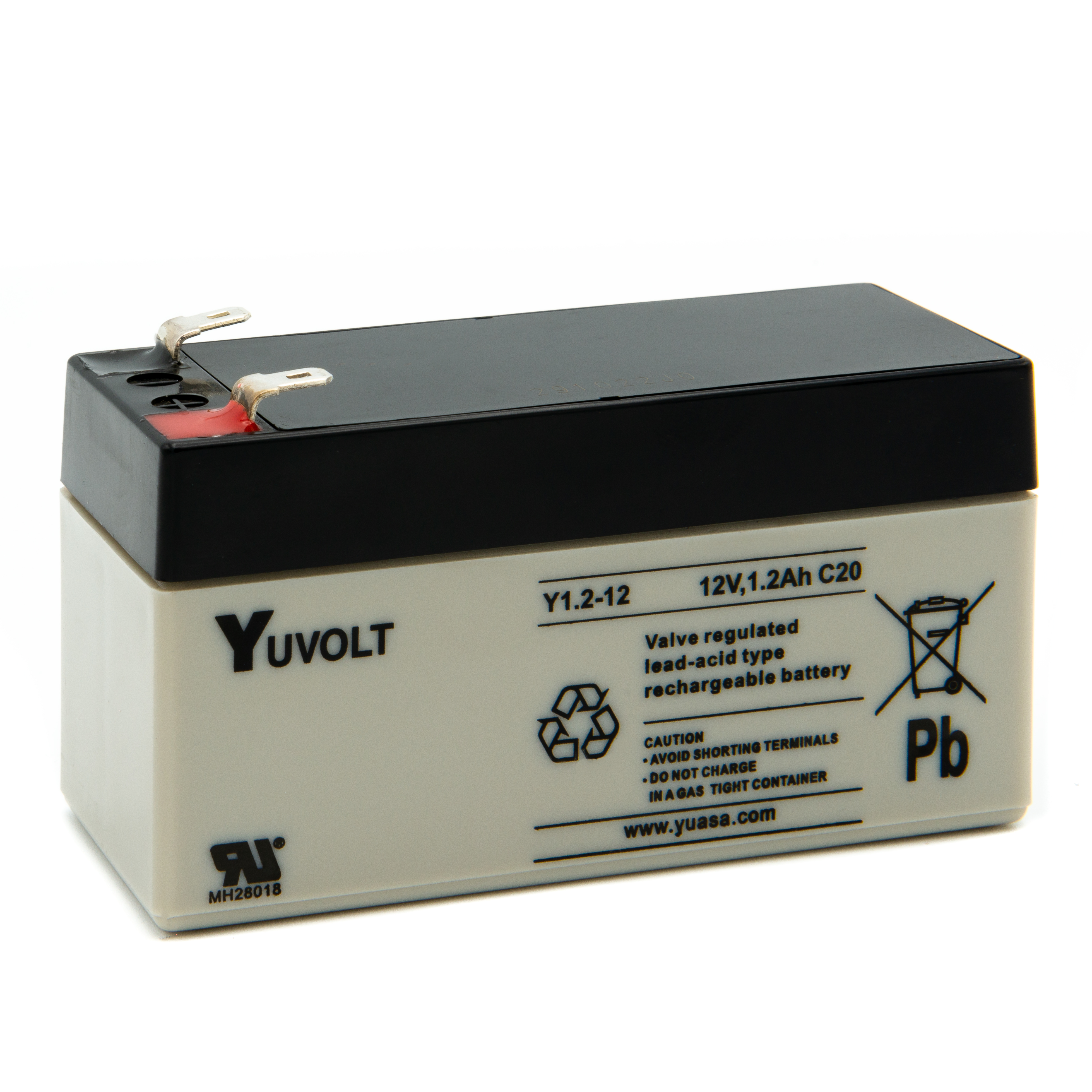 Yuasa 12V Faston 4.8mm Sealed Lead Acid Battery, 1.2Ah