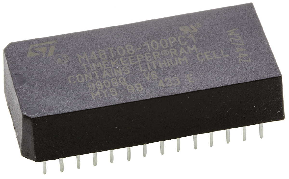 STMicroelectronics 64kbit 100ns NVRAM, 28-Pin PCDIP, M48T08-100PC1