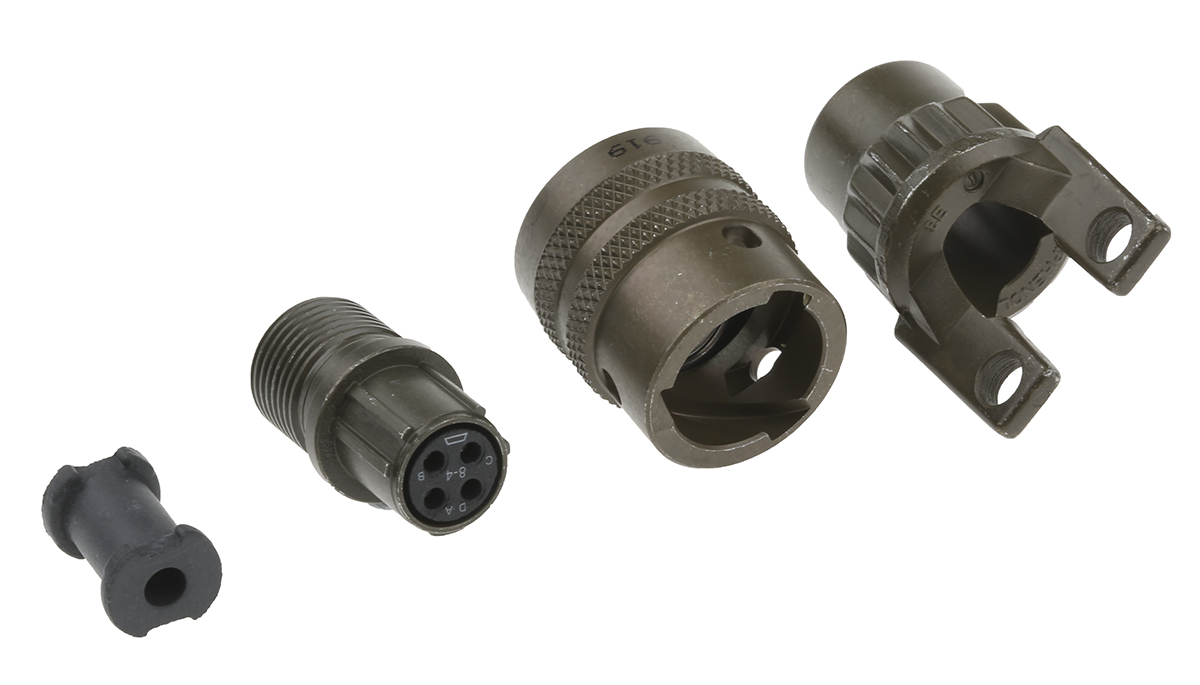Amphenol Socapex, PT, Copper Alloy 4 Way Cable Mount MIL Spec Circular Connector PlugGreen, Socket Contacts,Shell Size