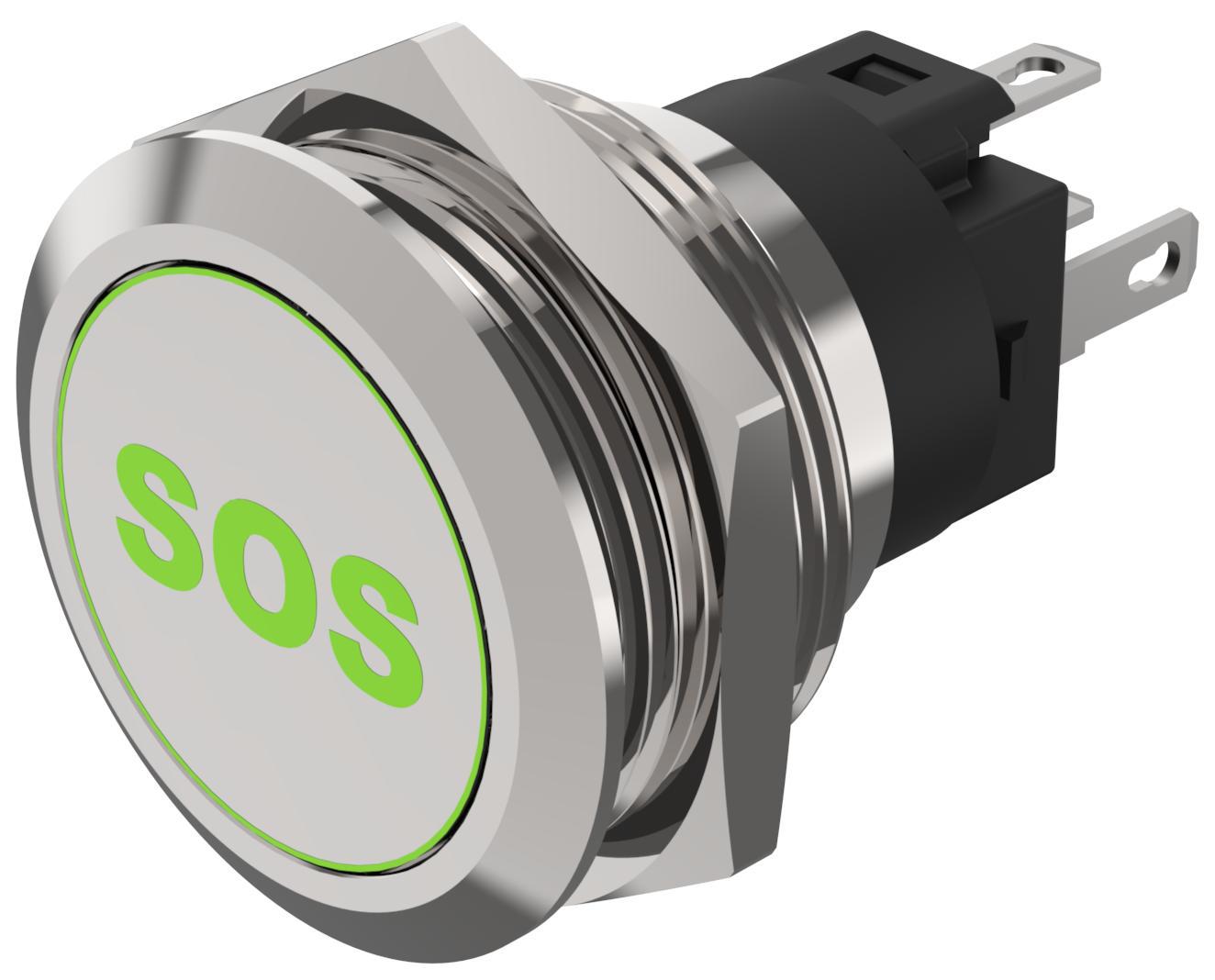EAO 82 Series Illuminated Illuminated Push Button Switch, Momentary, Panel Mount, 22.3mm Cutout, SPDT, Red/Green LED,