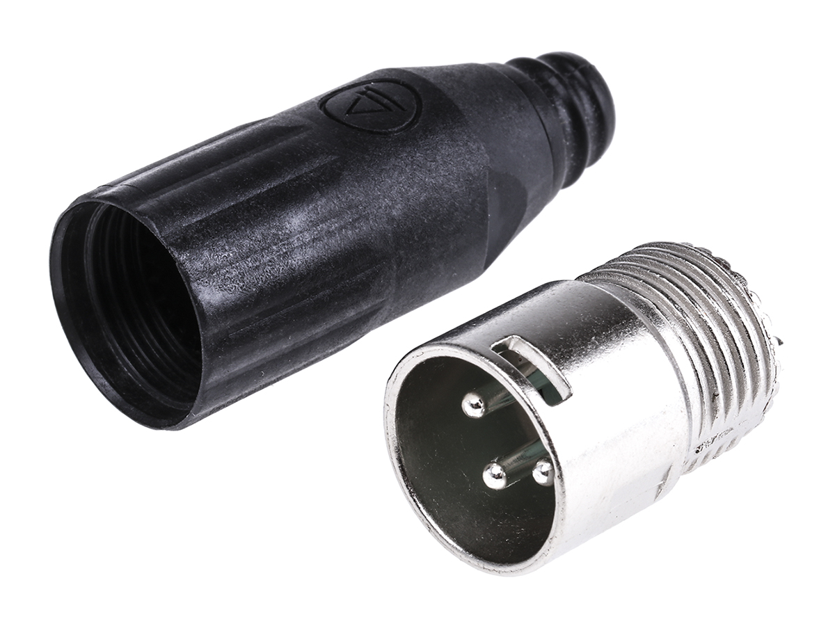 Switchcraft Cable Mount XLR Connector, Male, 3 Way, Silver Plating