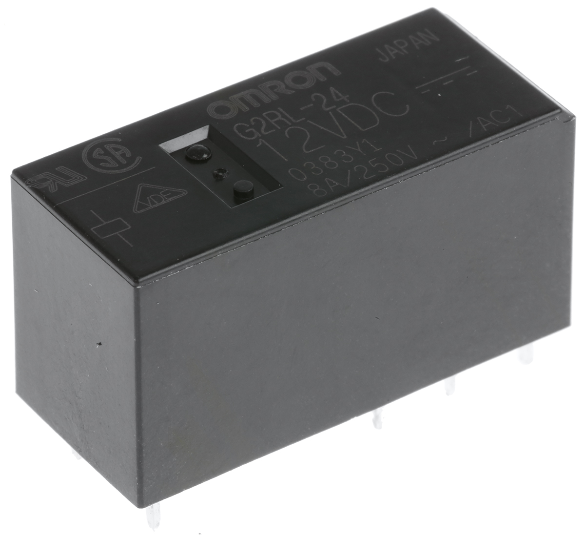 Omron PCB Mount Power Relay, 12V dc Coil, 8A Switching Current, DPDT