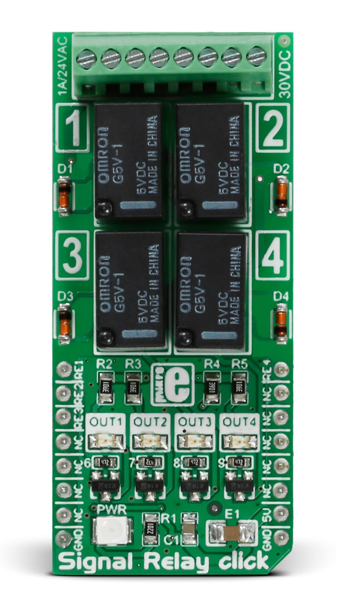 MikroElektronika Signal Relay Click Relay Click for GV5-1 for Heaters, Alarm Units, Lamps, Home Automation Devices