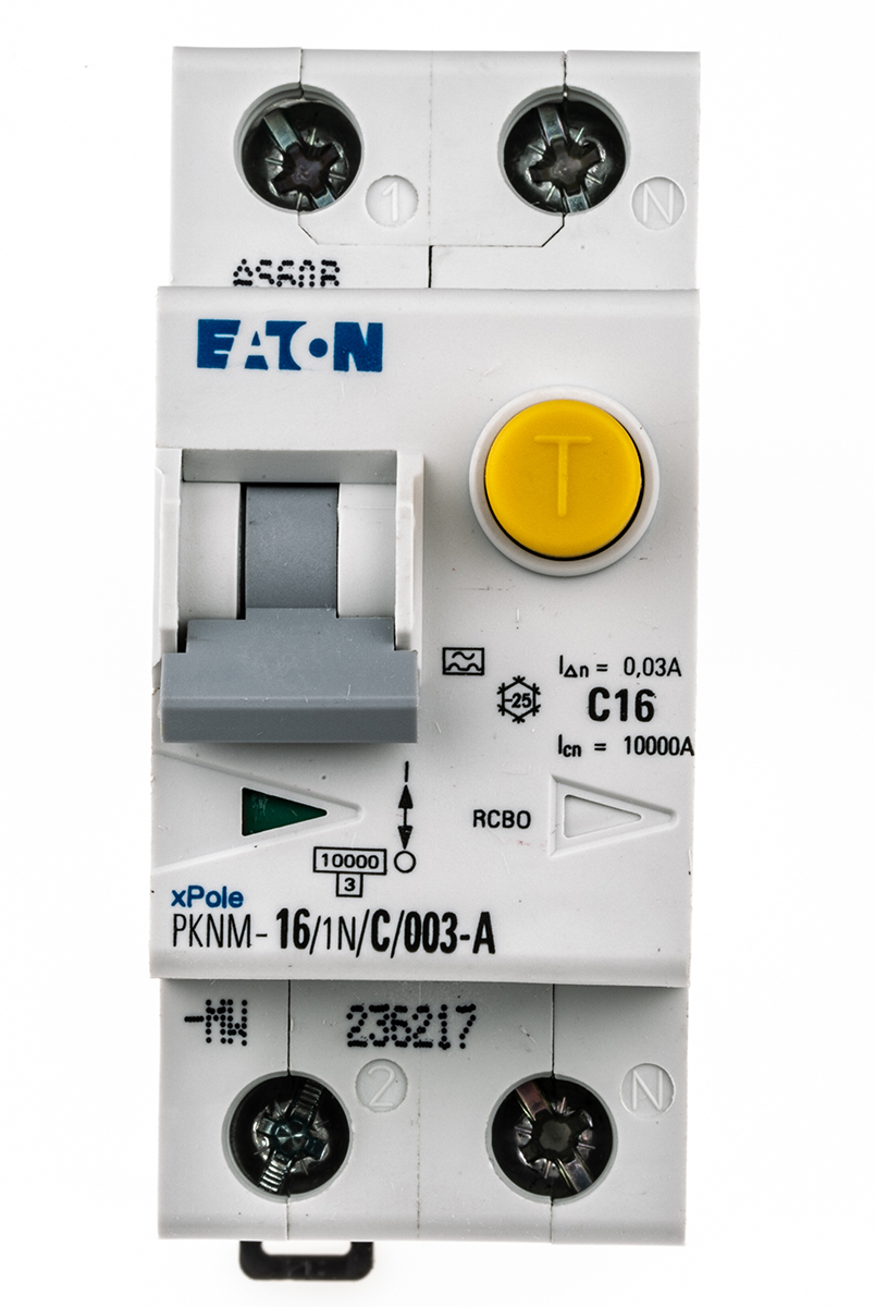 Eaton RCD, 16A, 2 Pole, 30mA, Type C