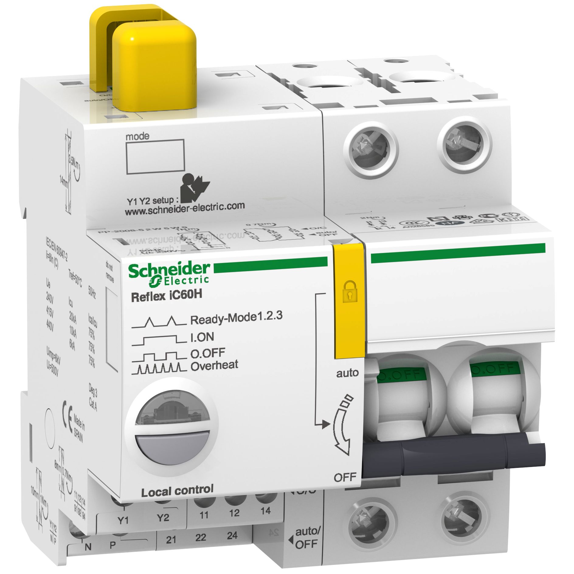 Schneider Electric Acti9 Acti9 Reflex MCB, 2P, 25A Curve D, 500V AC, 15 kA Breaking Capacity