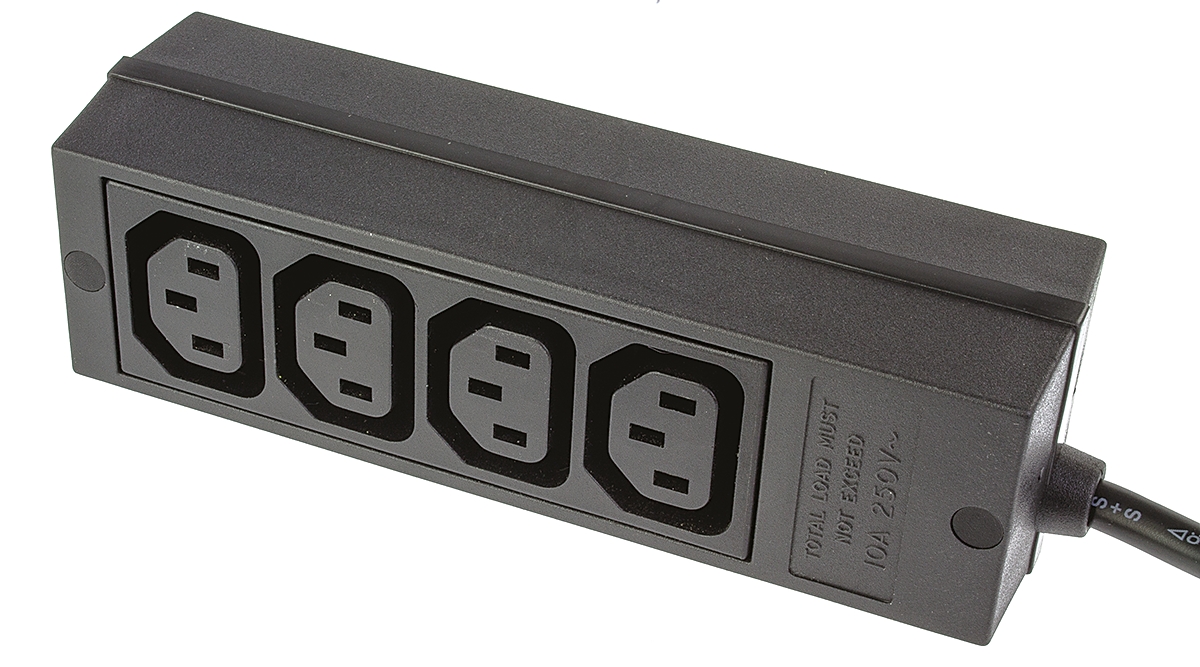 Schurter IEC C13 4 Gang Power Distribution Unit, 2m Cable, 10A, 250 V ac