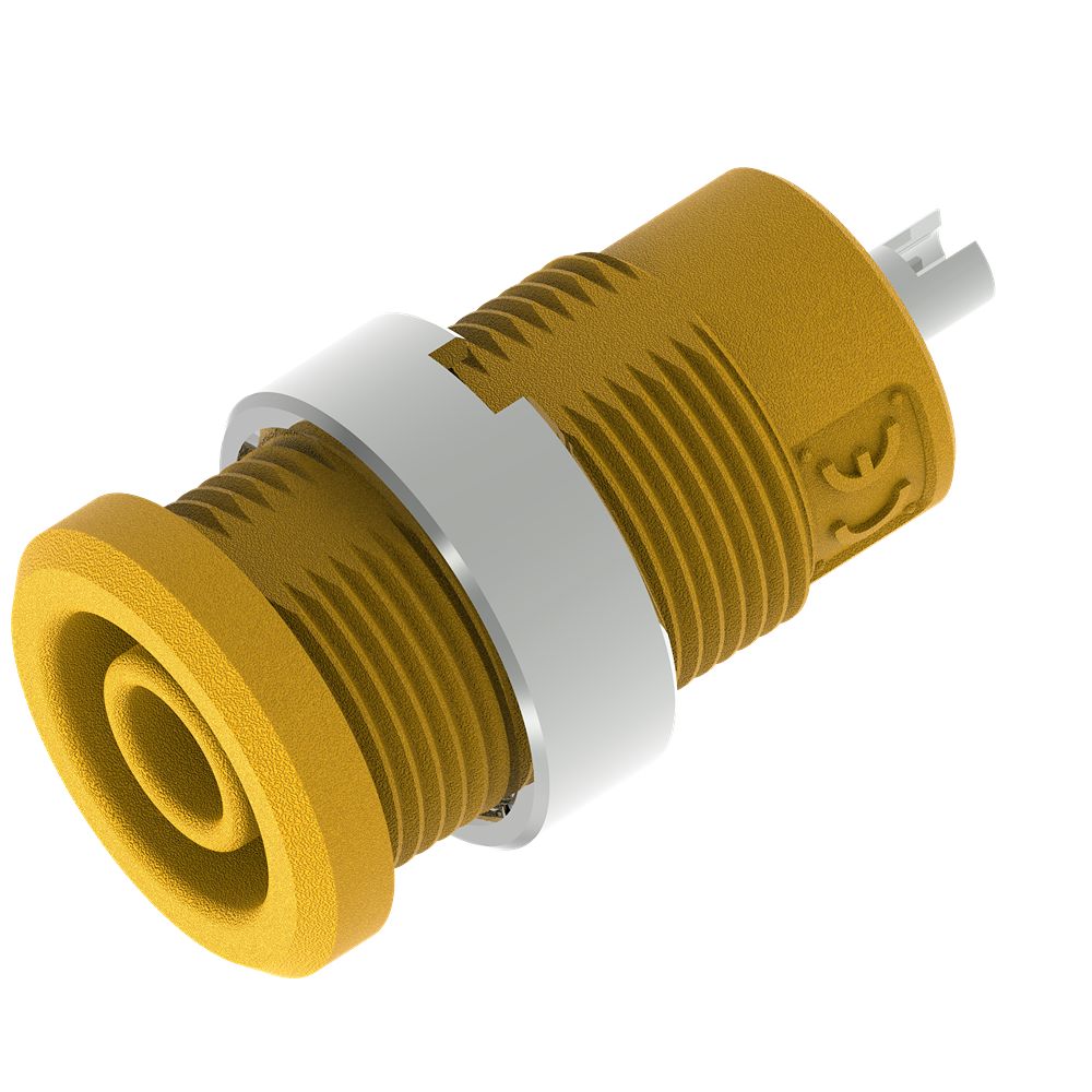 Electro PJP Yellow Female Banana Socket, 4 mm Connector, Solder Termination, 25A, 1kV, Nickel Plating