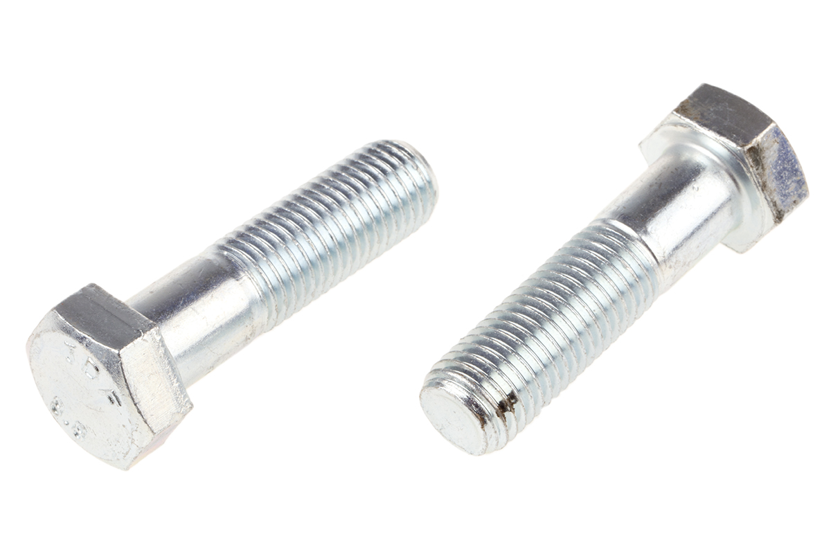 RS PRO Bright Zinc Plated Steel, Hex Bolt, M20 x 75mm