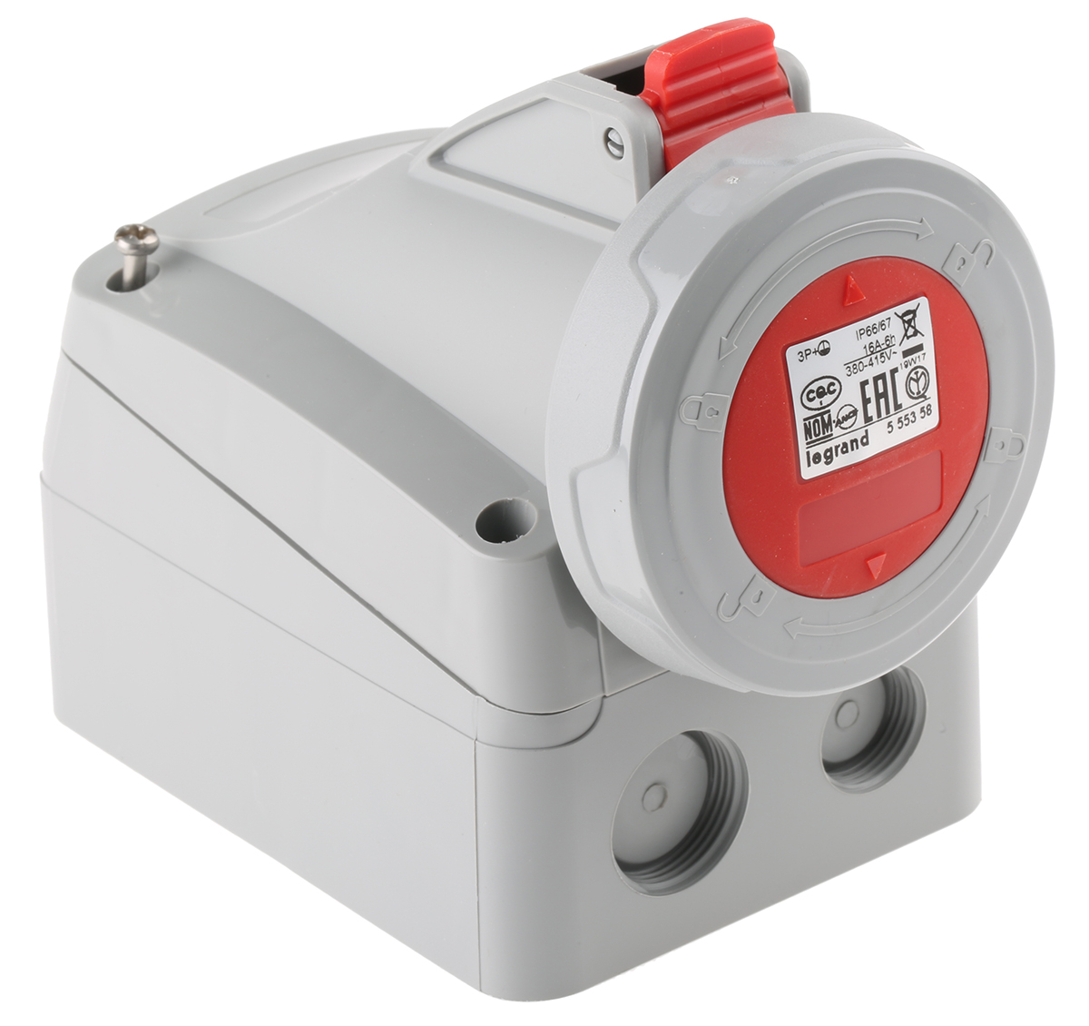 Legrand, P17 Tempra Pro IP66, IP67 Red Wall Mount 3P + E Industrial Power Socket, Rated At 16A, 415 V