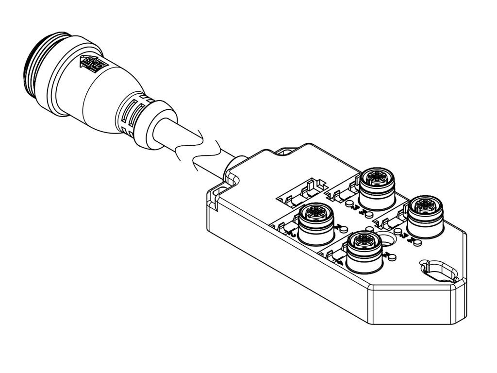 Brad from Molex 120119 Series Sensor Box, 5m cable, 5 way, 4 port