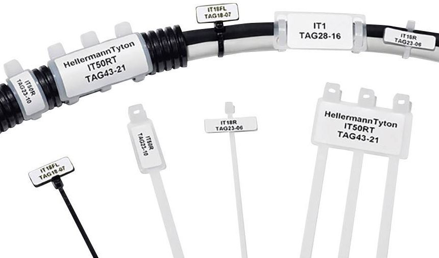 HellermannTyton Helatag 892 White Cable Labels, 23mm Width, 6mm Height, 5000 Qty