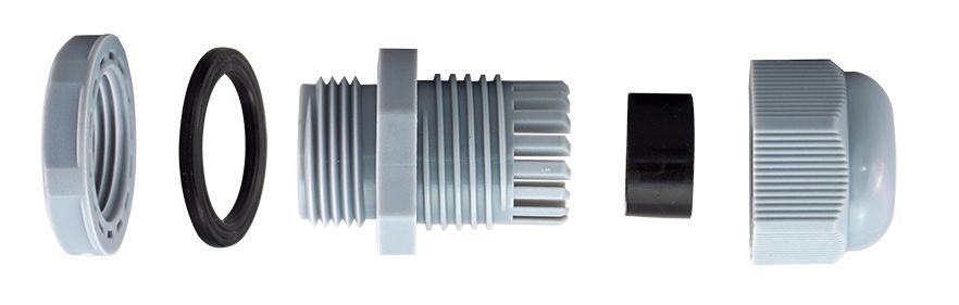 RS PRO Grey Nylon Cable Gland, PG11 Thread, 5mm min., 10mm max., IP68