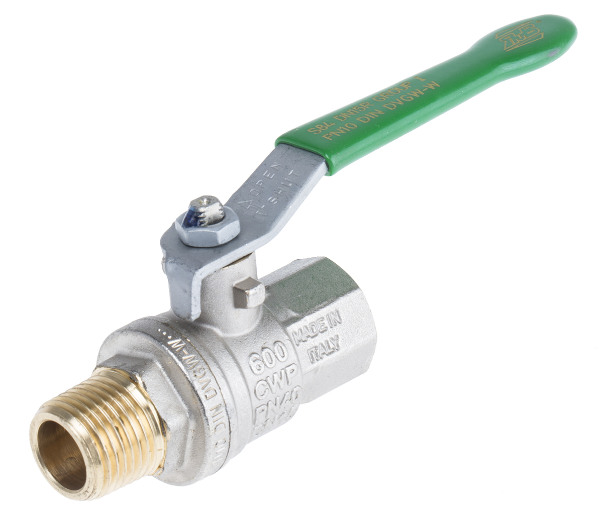RS PRO Brass Full Bore, 2 Way, Ball Valve, Threaded, BSPP 1/2in