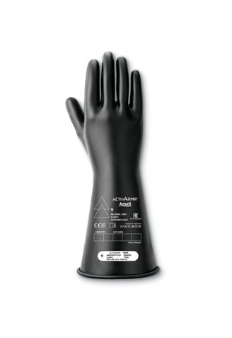 Ansell RIG114B Black Latex Electrical Insulating Gloves, Size 10, Latex Coating