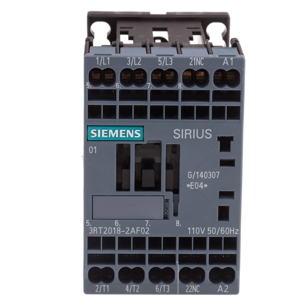 Siemens SIRIUS 3RT Size S00, 3RT2 Contactor, 110 V ac Coil, 3-Pole, 16 A, 7.5 kW, 3NO, 400 V ac