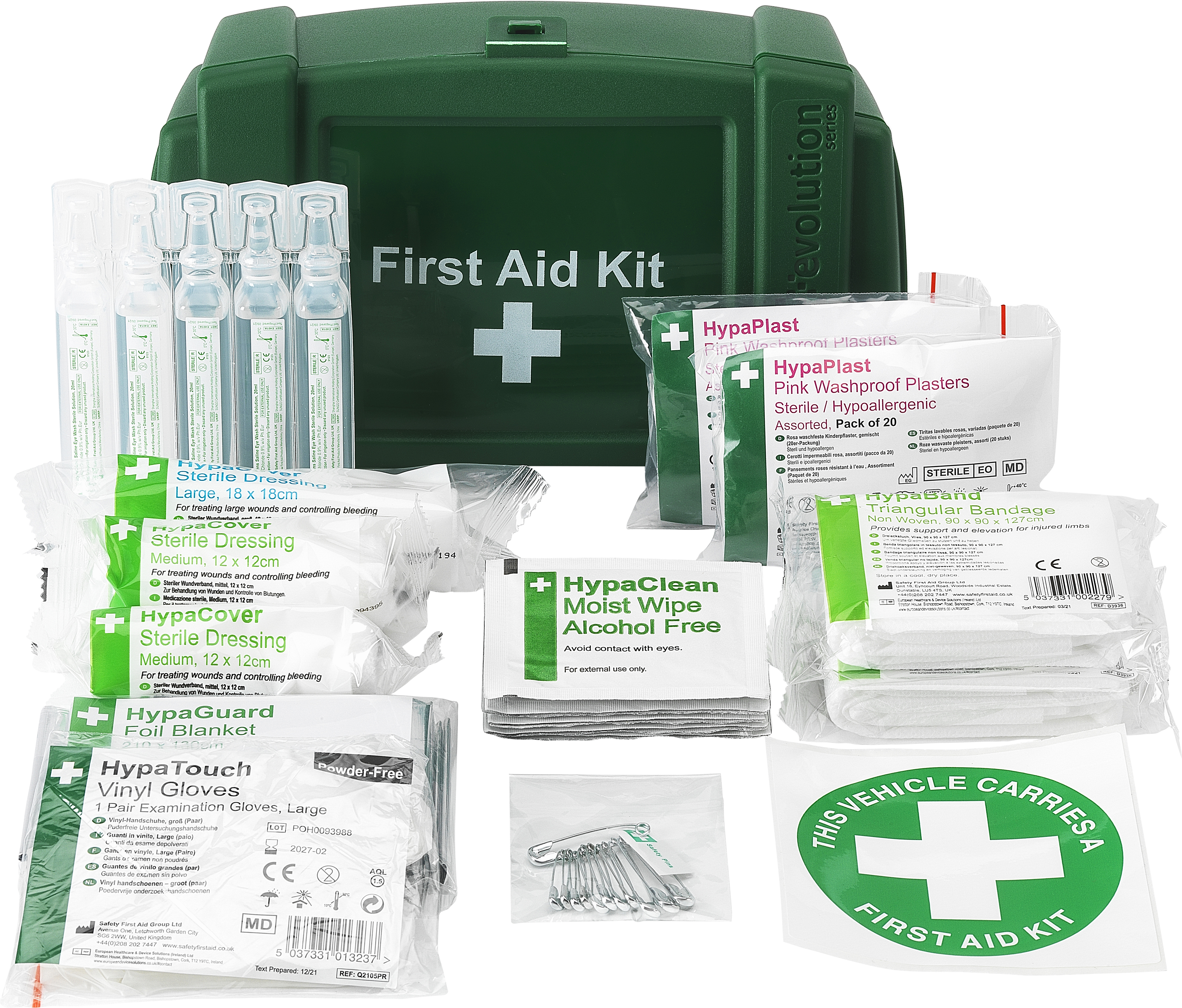 RS PRO Vehicle First Aid Kit for 1 Person/People, Carrying Case, Wall Mounted