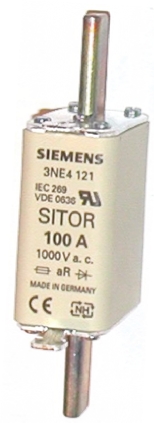 Siemens 100A Centred Tag Fuse, NH0, 1000V ac