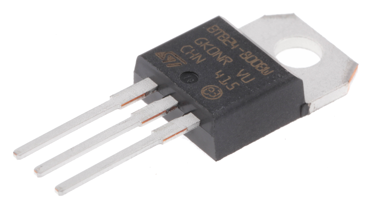STMicroelectronics Through Hole, 3-pin, TRIAC, 800V, Gate Trigger 1.3V 800V