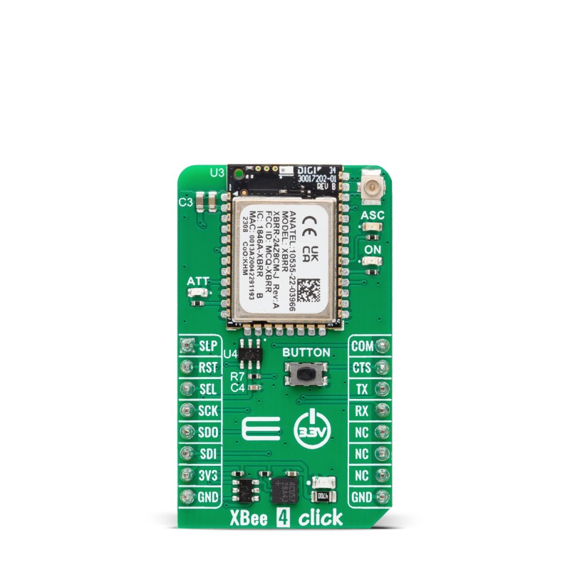 MikroElektronika XBee 4 Click Wifi Antenna Connector Bluetooth, WiFi Add On Board for Wireless Devices 2.4GHz