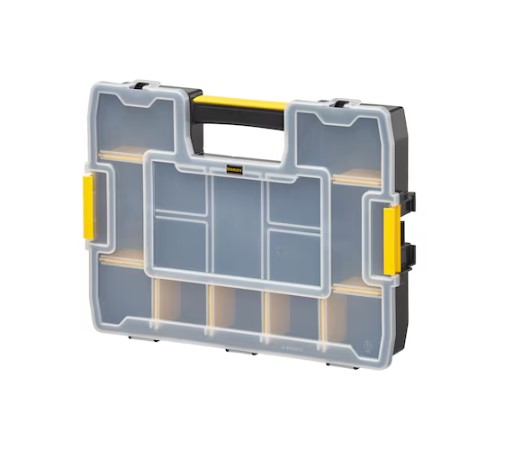Stanley 12 Cell Black, Yellow Plastic, Adjustable Compartment Box, 9.2cm x 44.2cm x 32.7cm