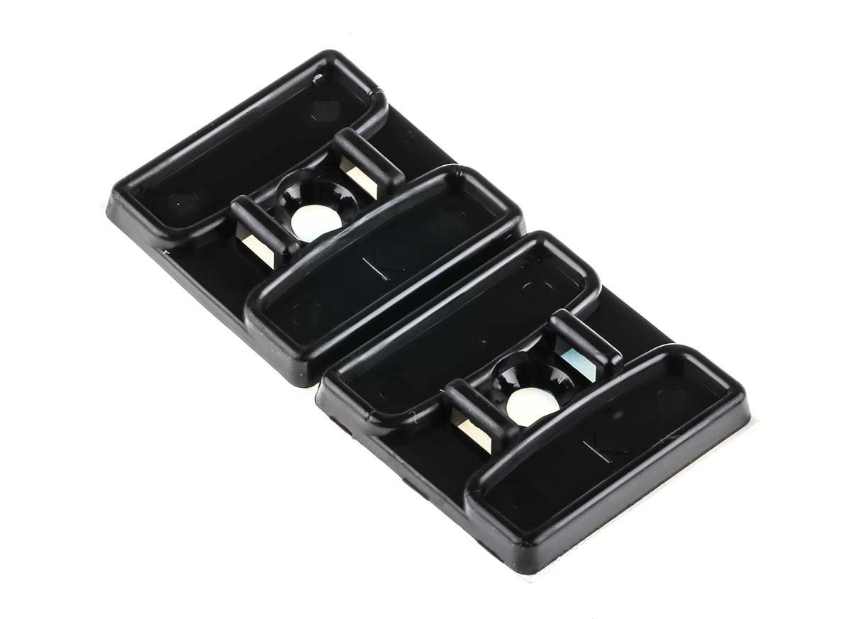 RS PRO Self Adhesive Black Cable Tie Mount 29.2 mm x 29.2mm, 5.5mm Max. Cable Tie Width