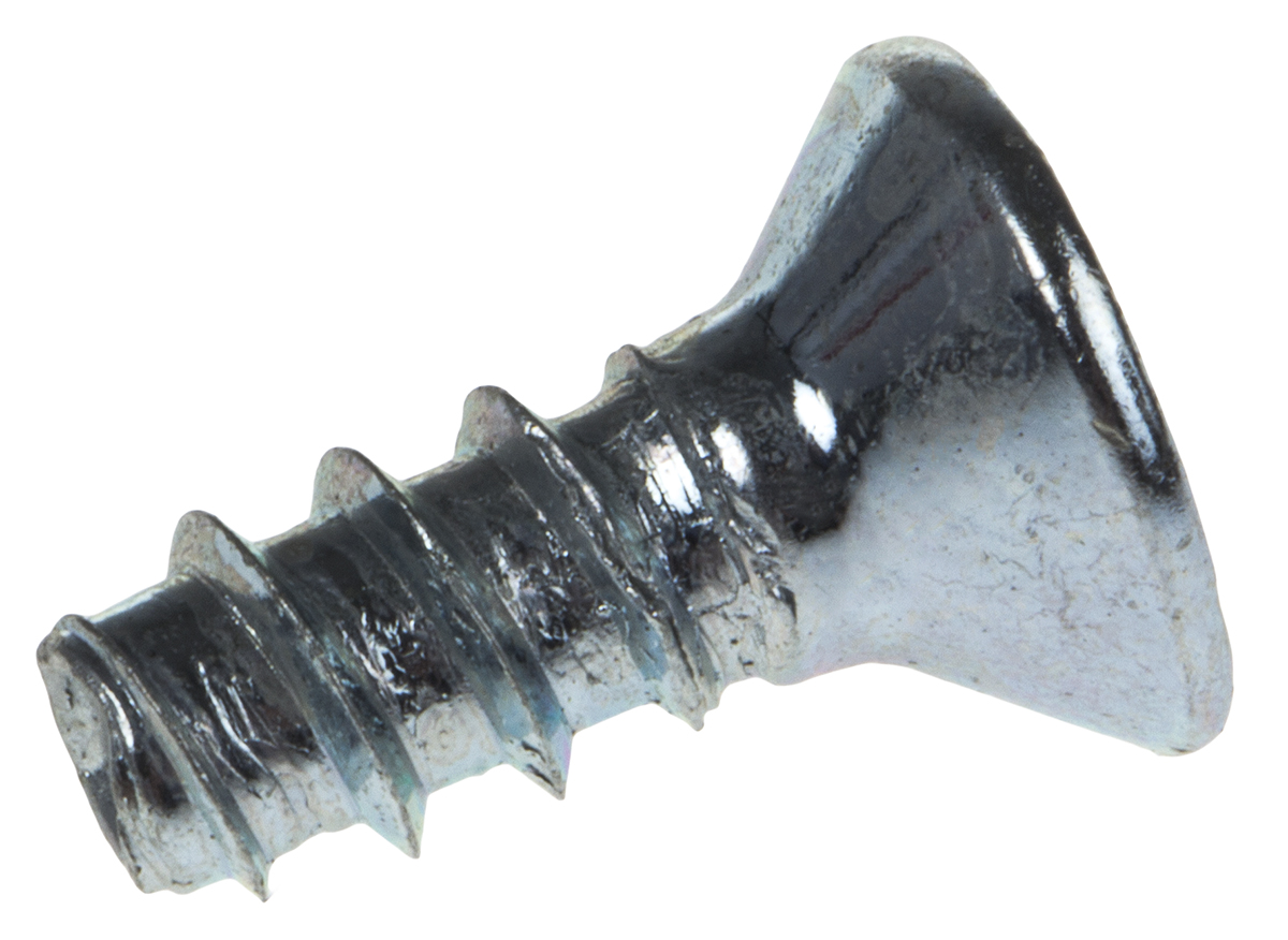 RS PRO Bright Zinc Plated Steel Countersunk Head Thread Forming Screw, N°6 x 3/8in Long 9mm Long