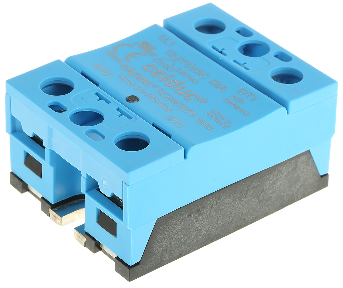 Celduc SO8 Series Solid State Relay, 25 A Load, Panel Mount, 275 V rms Load, 265 V Control