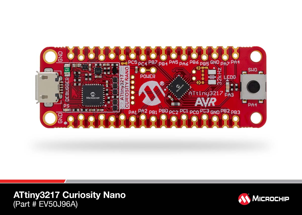 Microchip ATtiny3217 Curiosity Nano Evaluation Kit Microcontroller Microcontroller Board EV50J96A