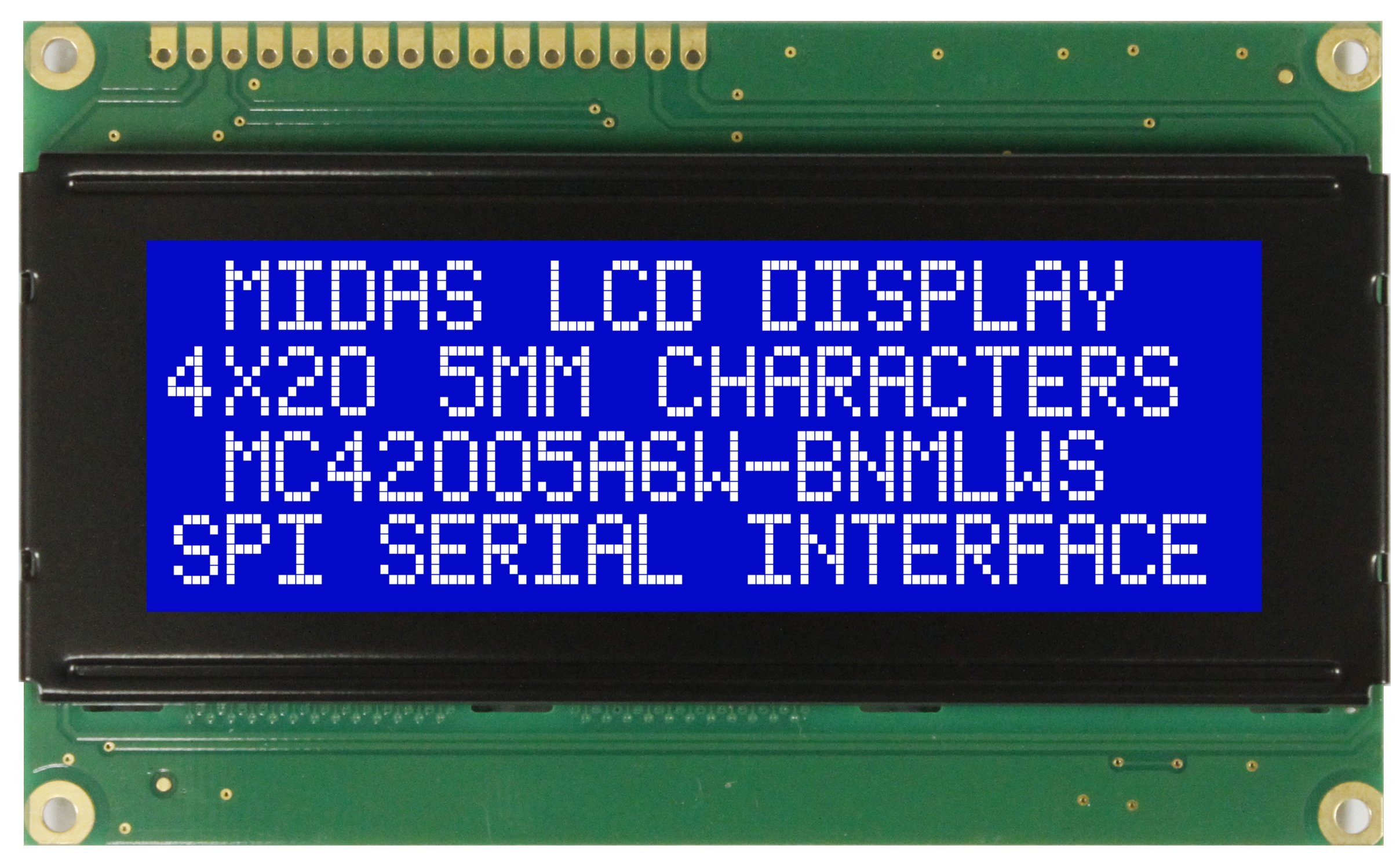 Midas MC42005A6W-BNMLWS-V2 Alphanumeric LCD Alphanumeric Display, 4 Rows by 20 Characters