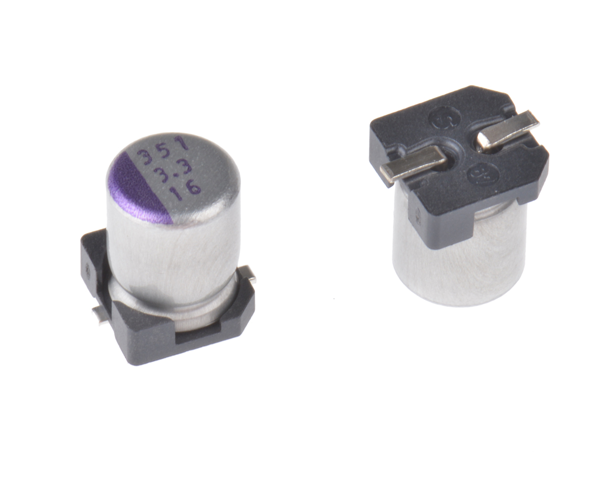 Panasonic 3.3μF Surface Mount Polymer Capacitor, 16V dc