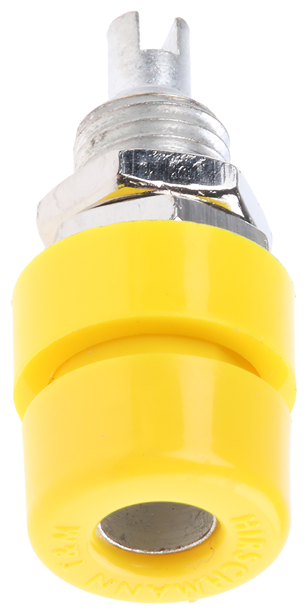 Hirschmann Test & Measurement Yellow Female Banana Socket, 4 mm Connector, Solder Termination, 32A, 30 V ac, 60V dc,