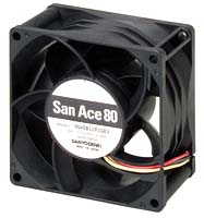 Sanyo Denki San Ace 9GV Series Axial Fan, 12 V dc, DC Operation, 222m³/h, 36W, 3A Max, 80 x 80 x 38mm