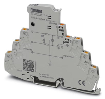Phoenix Contact, TTC-6-1X2-M-24DC-PT-I Surge Protector 30 V dc Maximum Voltage Rating 10kA Maximum Surge Current Surge