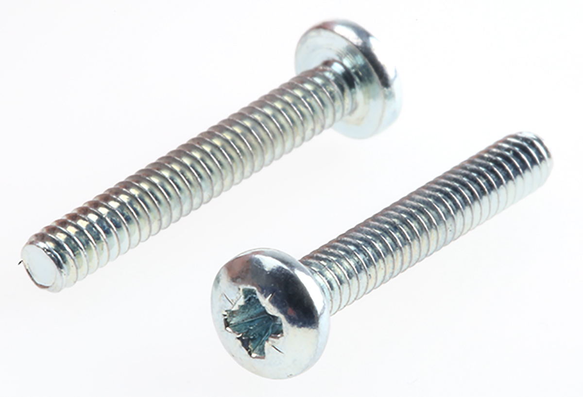 RS PRO Pozidriv No 4 UNC Pan Steel Machine Screws ANSI B 18.6.3x3/4in