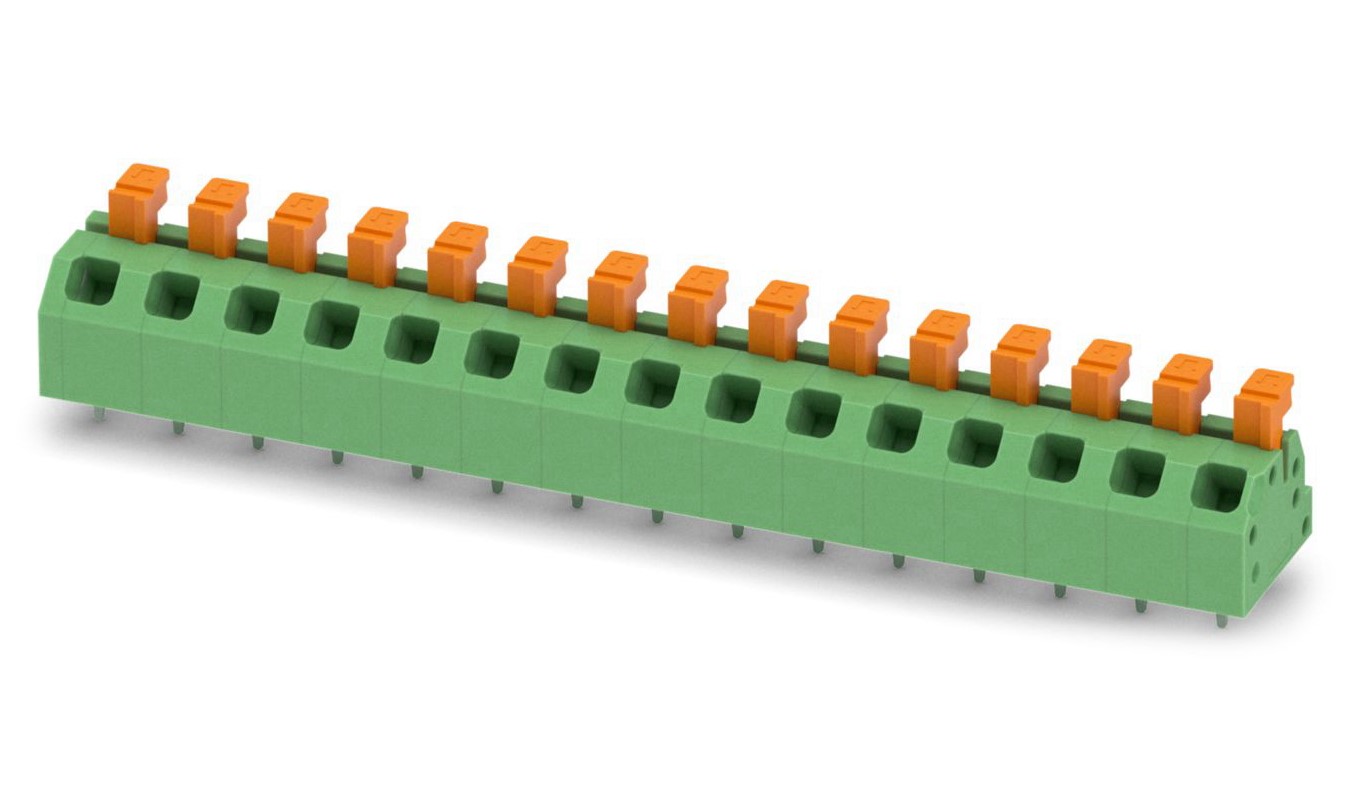 Phoenix Contact SPTAF 1/15-5.0-LL Series PCB Terminal Block, 15-Contact, 5mm Pitch, Through Hole Mount, 2-Row