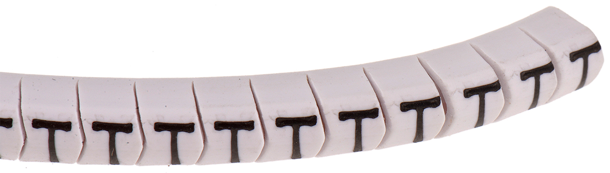 HellermannTyton Helagrip Slide On Cable Marker, Black on White, Pre-printed "T", 2 → 5mm Cable, 901-10384