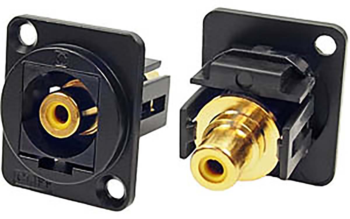 RS PRO Yellow Panel Mount RCA Socket, Gold over Nickel, 2A